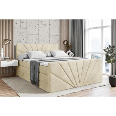 ALTDECOR Boxspringbett MILTIO - Z KING in Beige, Liegefläche 120x200 cm – Bonellfederkern
